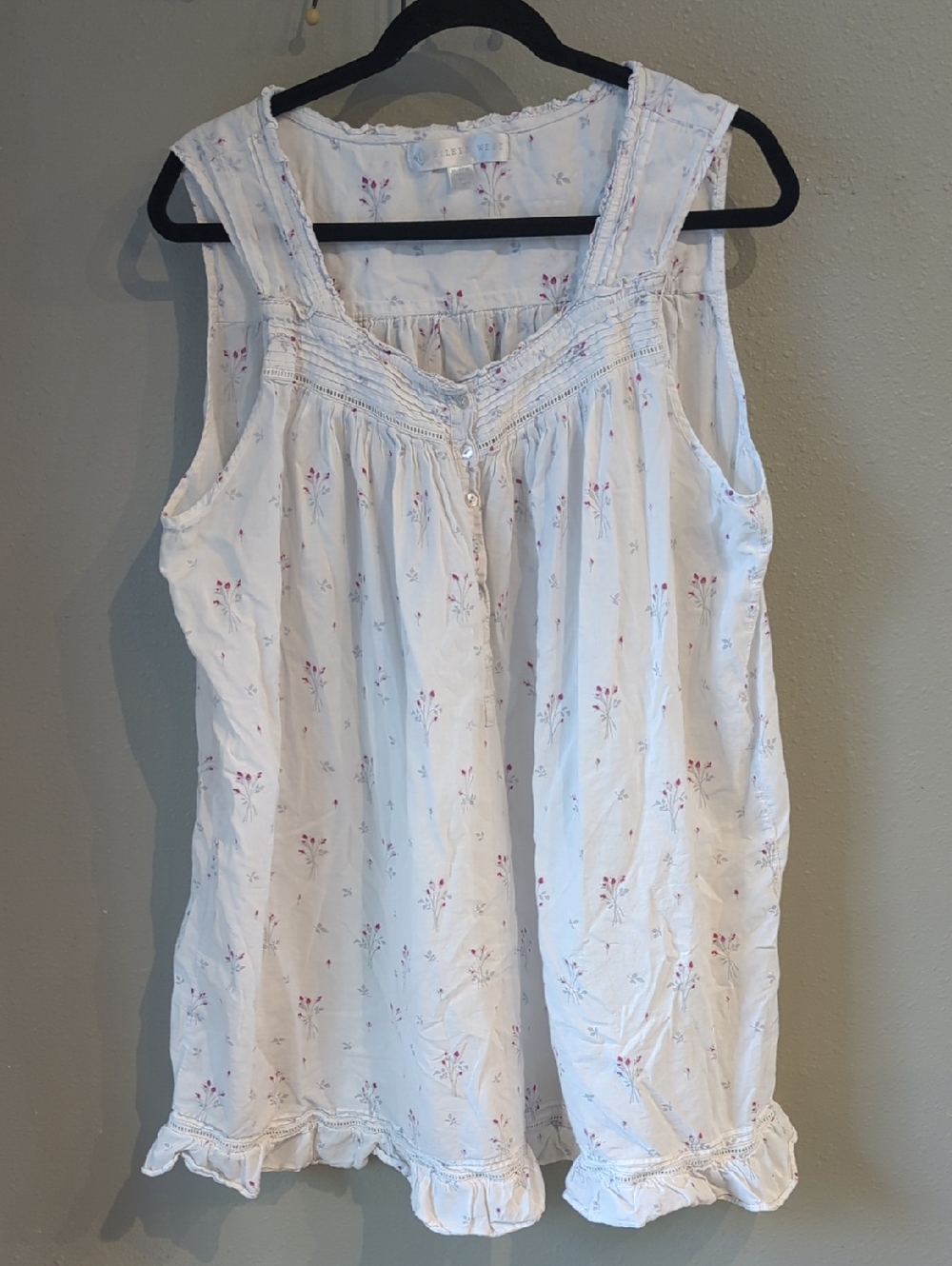Eileen West Gown Night Shirt Sleeveless Floral XL Size Cottagecore Grannycore